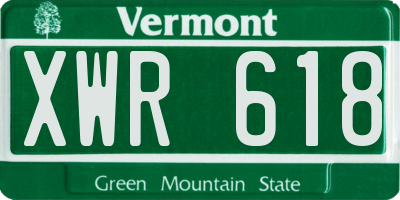VT license plate XWR618