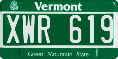 VT license plate XWR619