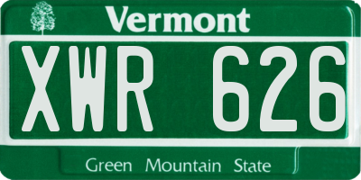 VT license plate XWR626
