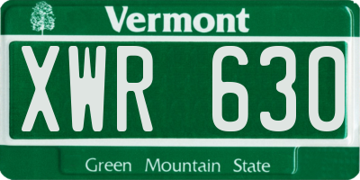VT license plate XWR630