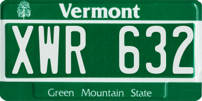 VT license plate XWR632