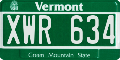 VT license plate XWR634