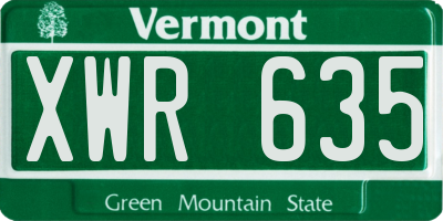 VT license plate XWR635