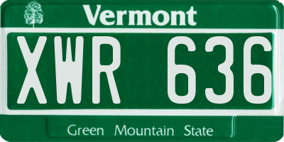 VT license plate XWR636