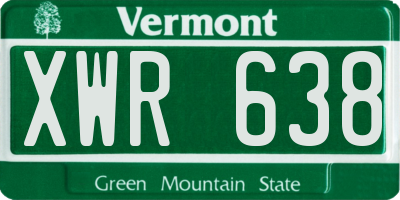 VT license plate XWR638