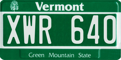 VT license plate XWR640