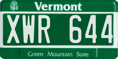 VT license plate XWR644