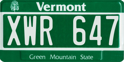 VT license plate XWR647
