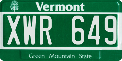 VT license plate XWR649