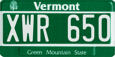 VT license plate XWR650