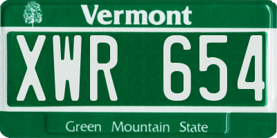 VT license plate XWR654