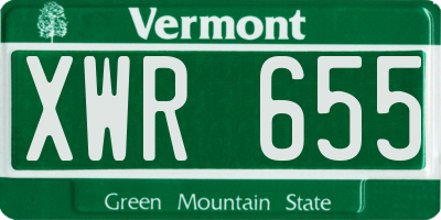 VT license plate XWR655