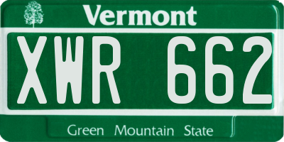 VT license plate XWR662