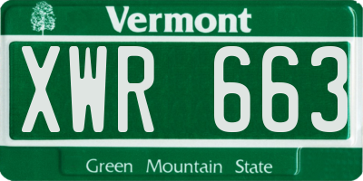 VT license plate XWR663