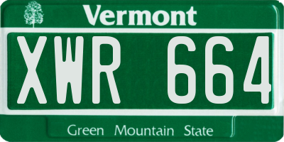VT license plate XWR664
