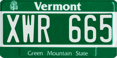 VT license plate XWR665