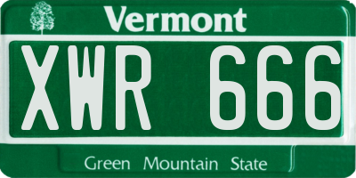 VT license plate XWR666