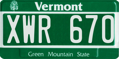 VT license plate XWR670