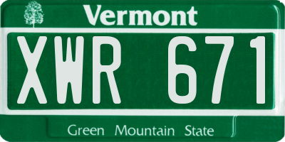 VT license plate XWR671