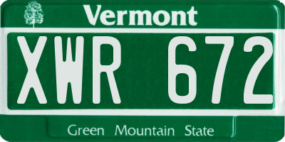 VT license plate XWR672