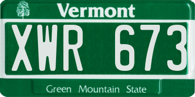 VT license plate XWR673