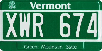 VT license plate XWR674