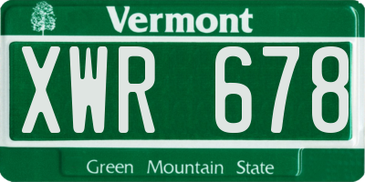 VT license plate XWR678