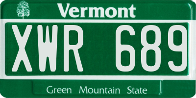 VT license plate XWR689