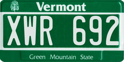 VT license plate XWR692