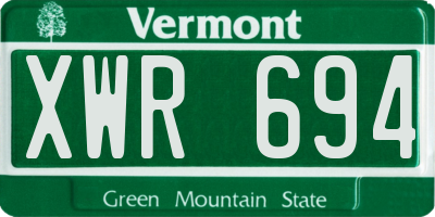 VT license plate XWR694