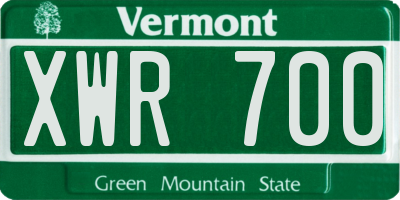 VT license plate XWR700