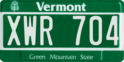 VT license plate XWR704