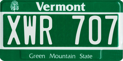 VT license plate XWR707