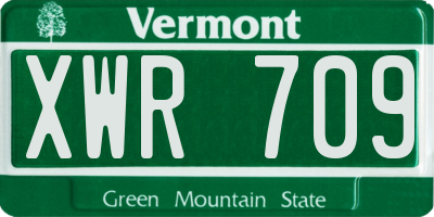 VT license plate XWR709