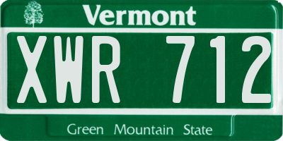 VT license plate XWR712