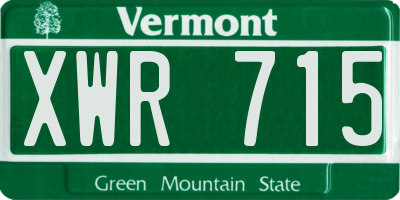 VT license plate XWR715
