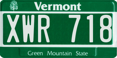 VT license plate XWR718