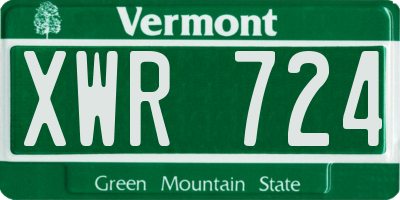 VT license plate XWR724