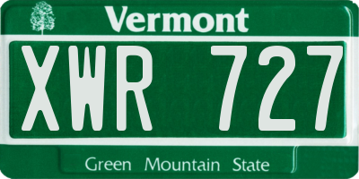 VT license plate XWR727