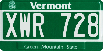 VT license plate XWR728