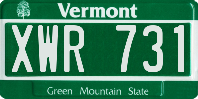 VT license plate XWR731
