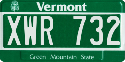VT license plate XWR732