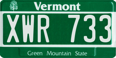 VT license plate XWR733
