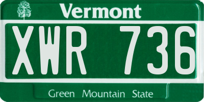 VT license plate XWR736