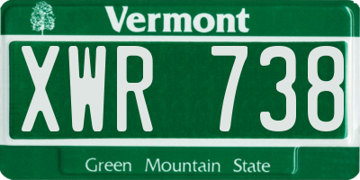 VT license plate XWR738