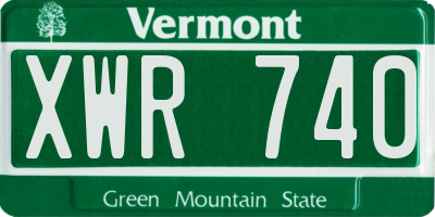 VT license plate XWR740