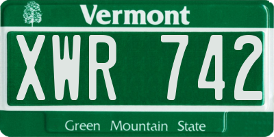 VT license plate XWR742