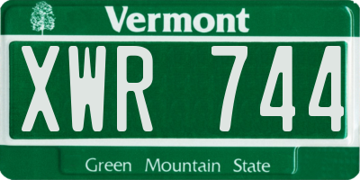 VT license plate XWR744