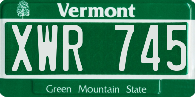 VT license plate XWR745