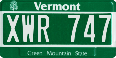 VT license plate XWR747